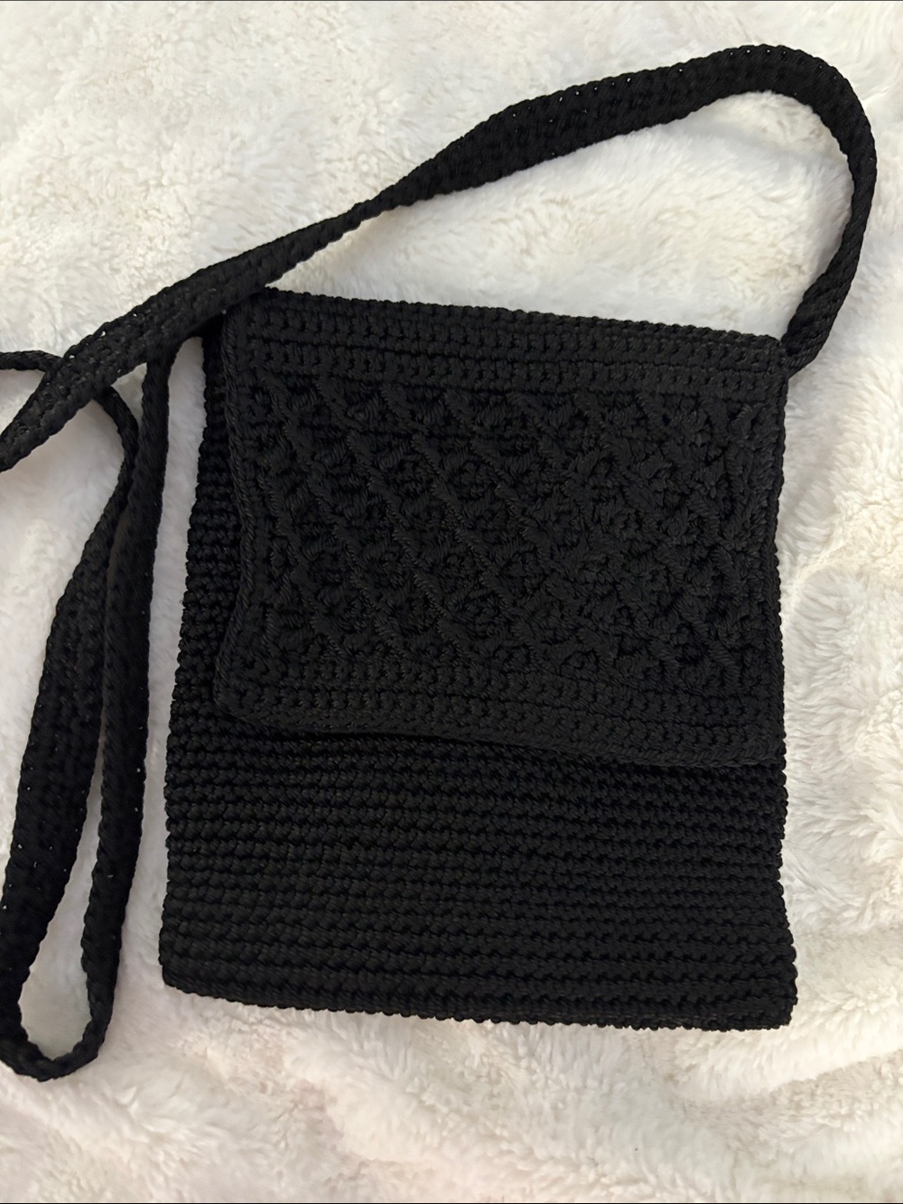 Worthington Black Crochet Crossbody Purse